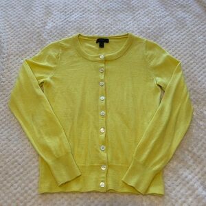 J. Crew 100% Merino Wool Lemon Button-Up Cardigan
